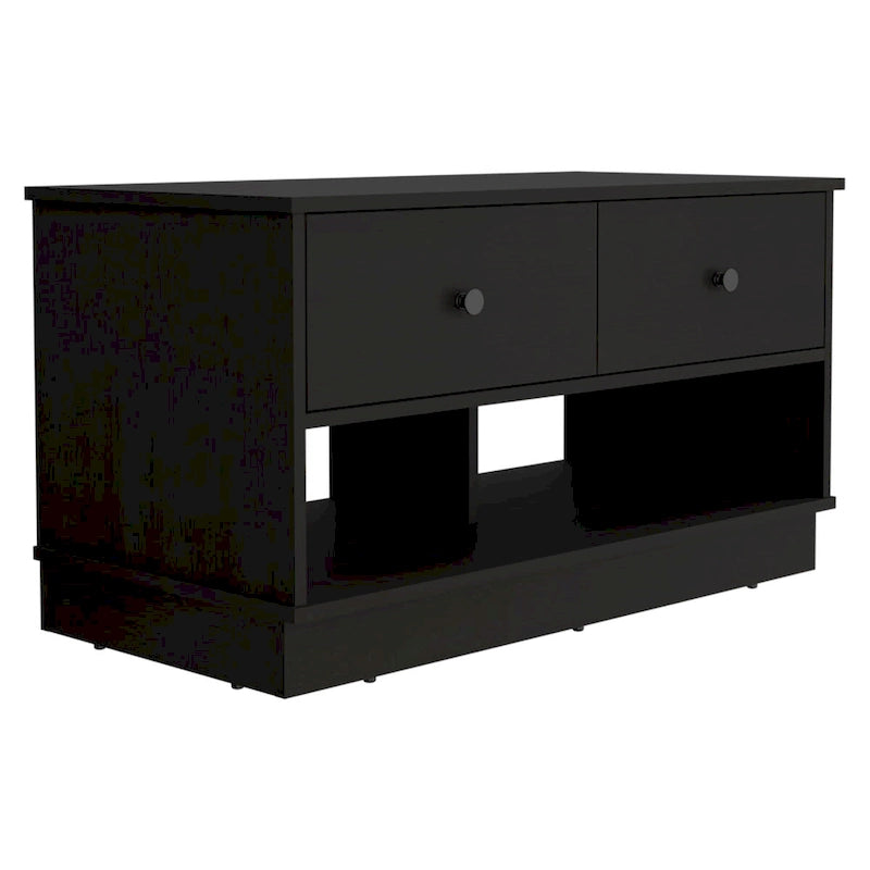 Banc de rangement avec étagère inférieure, deux tiroirs, finition chêne clair, haute qualité et durable