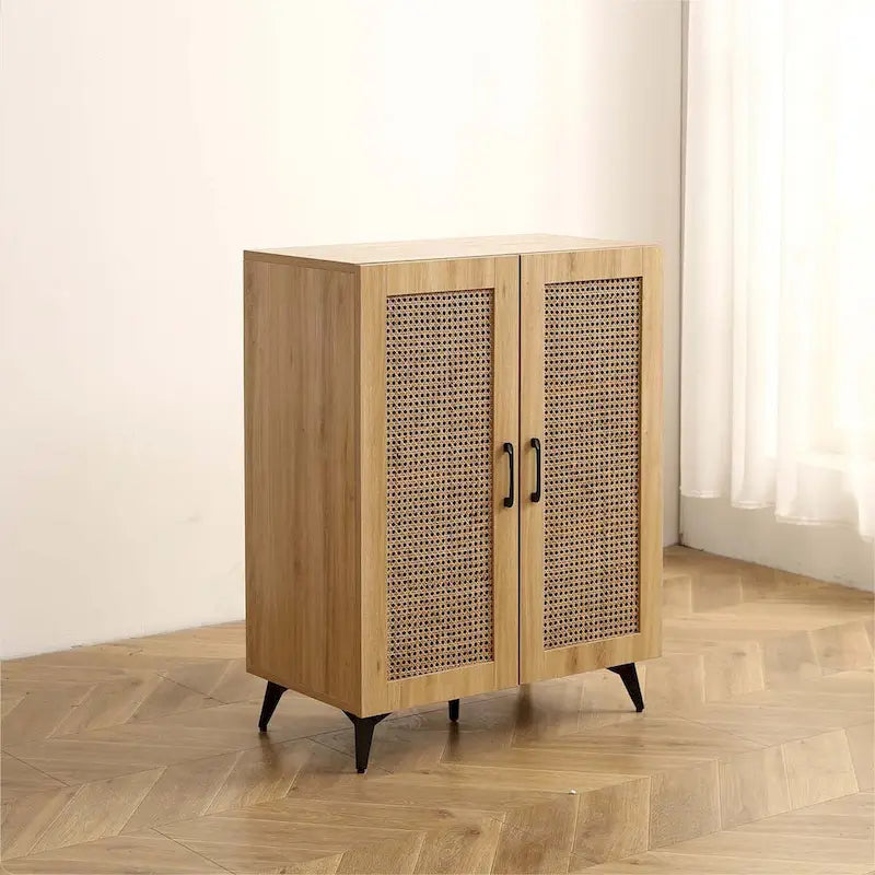 Meuble de rangement en rotin naturel à double porte