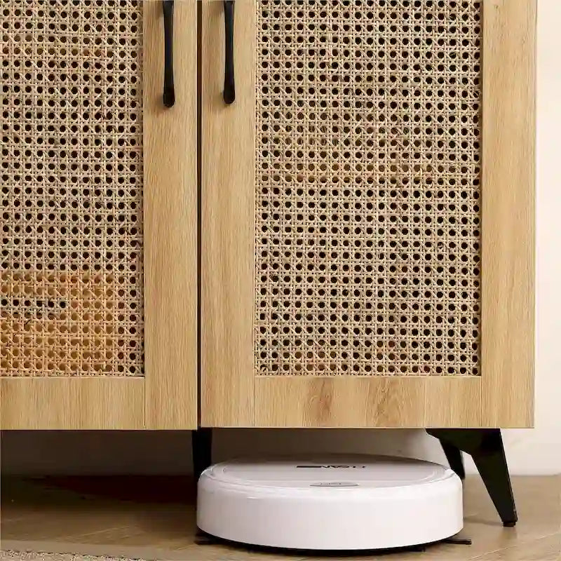 Meuble de rangement en rotin naturel à double porte