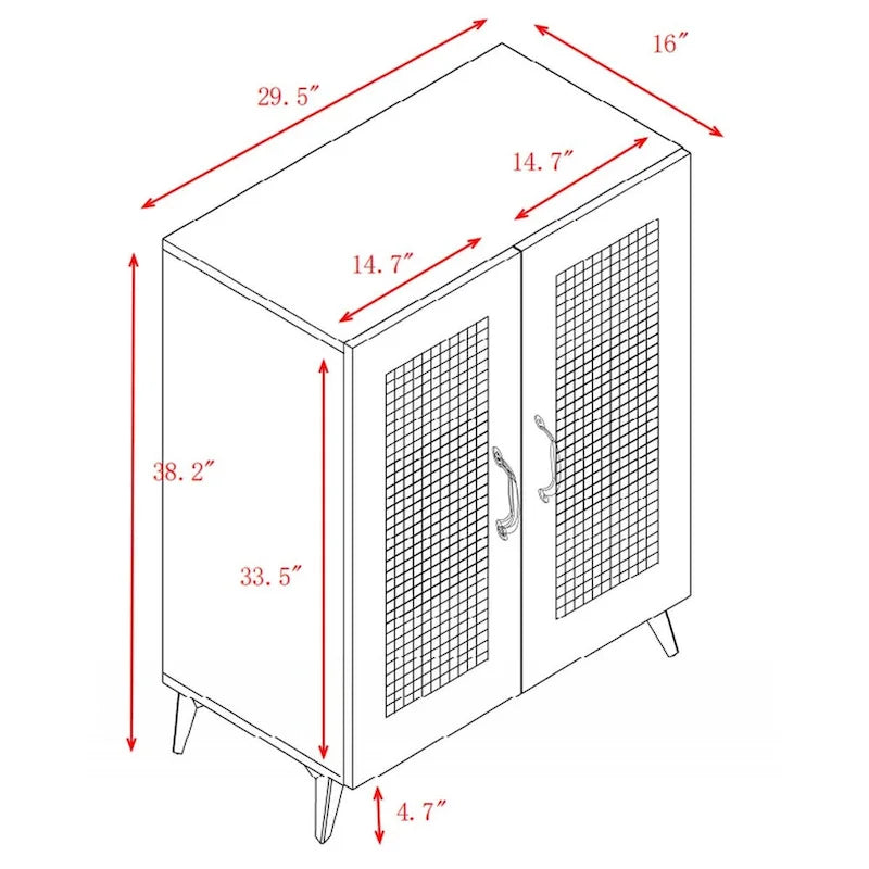 Meuble de rangement en rotin naturel à double porte