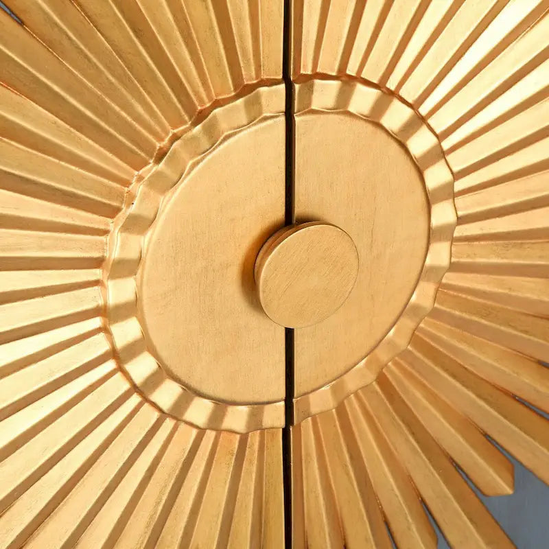Vaisselier/buffet de rangement de style campagnard en bois massif avec 2 portes et motif soleil - L 80 cm x P 42 cm x H 98 cm