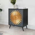 Vaisselier/buffet de rangement de style campagnard en bois massif avec 2 portes et motif soleil - L 80 cm x P 42 cm x H 98 cm
