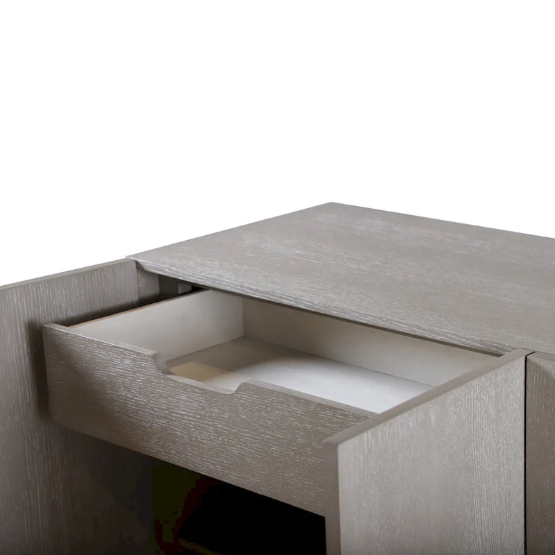 Desserte de salle à manger en bois massif gris de transition avec portes