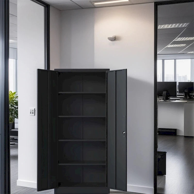 Armoire de rangement métallique verrouillable de 71H avec portes et 4 étagères
