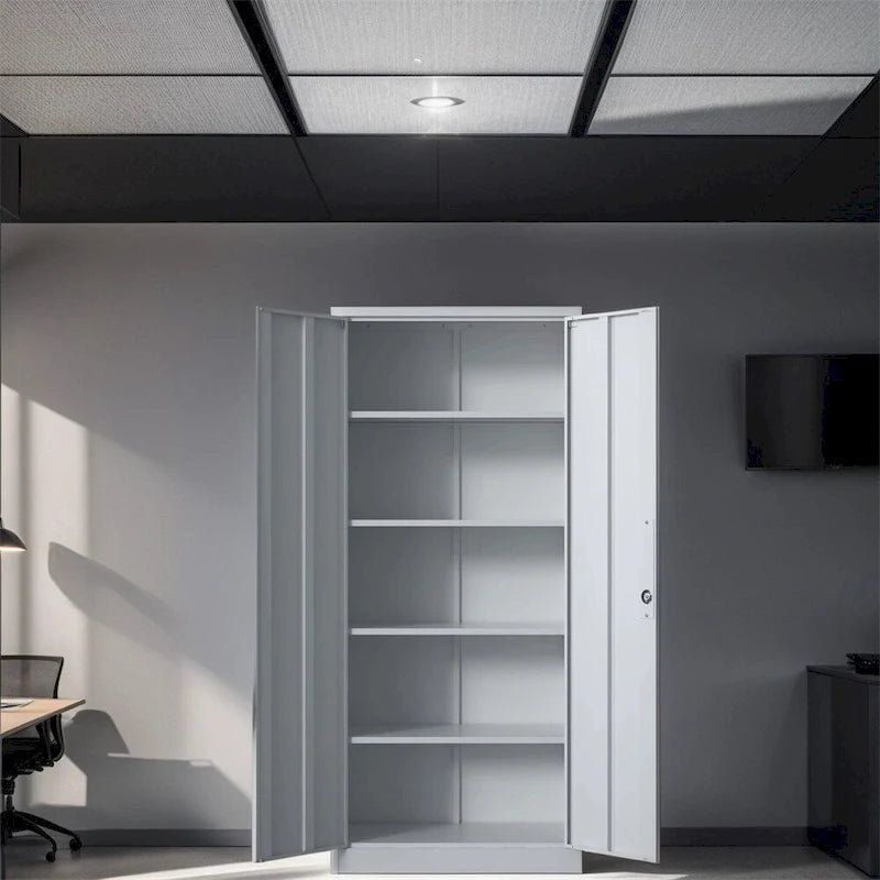 Armoire de rangement métallique verrouillable de 71H avec portes et 4 étagères