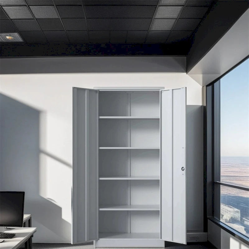 Armoire de rangement métallique verrouillable de 71H avec portes et 4 étagères