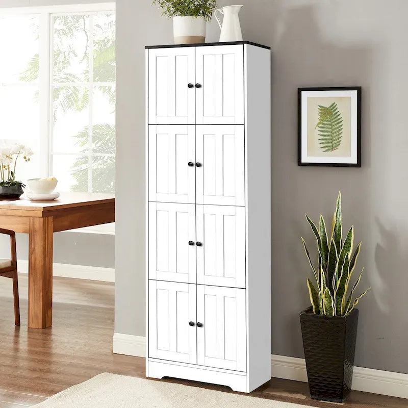 Armoire de rangement haute avec 8 portes et 4 étagères Armoire murale - 24,00 L * 12,80 l * 72,40 H