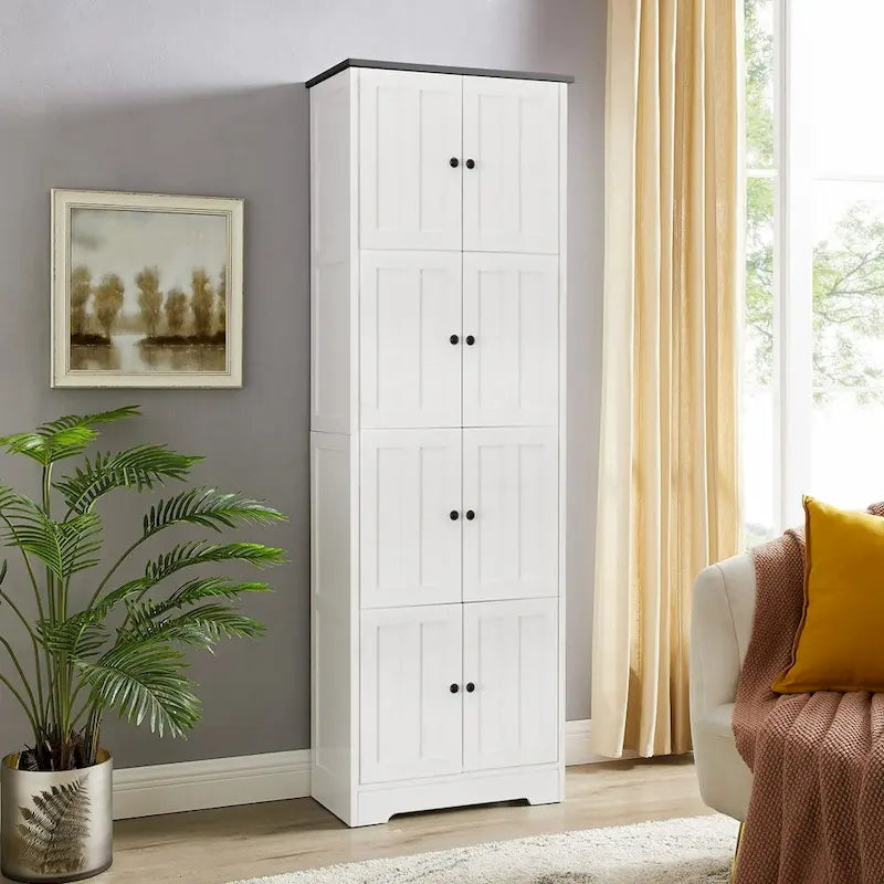 Armoire de rangement haute avec 8 portes et 4 étagères Armoire murale - 24,00 L * 12,80 l * 72,40 H