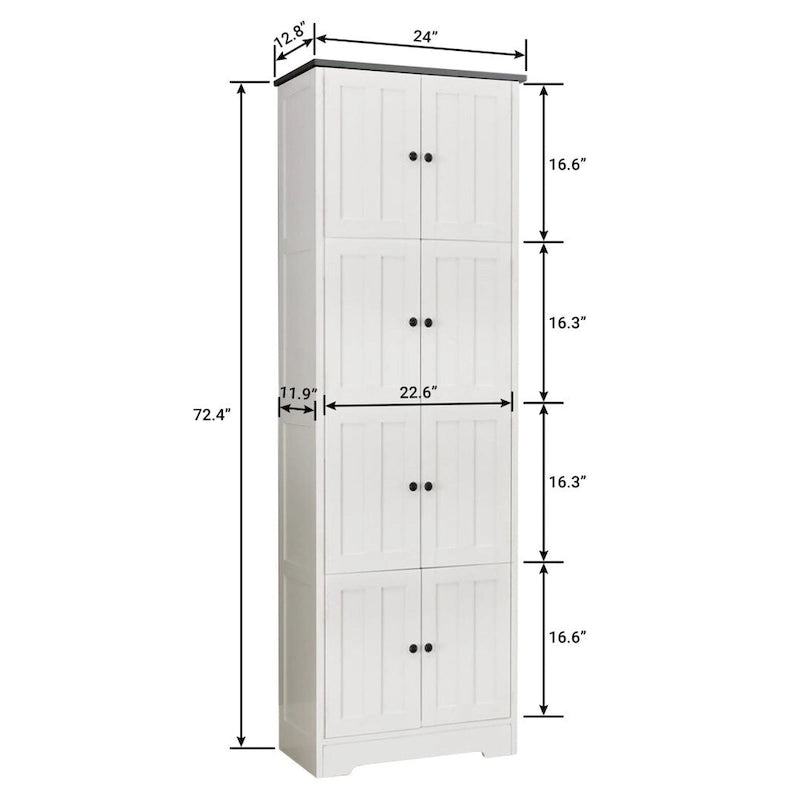 Armoire de rangement haute avec 8 portes et 4 étagères Armoire murale - 24,00 L * 12,80 l * 72,40 H
