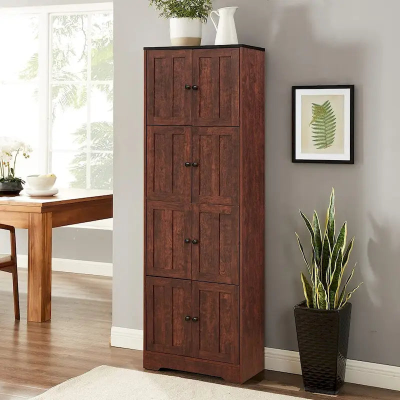 Armoire de rangement haute avec 8 portes et 4 étagères Armoire murale - 24,00 L * 12,80 l * 72,40 H