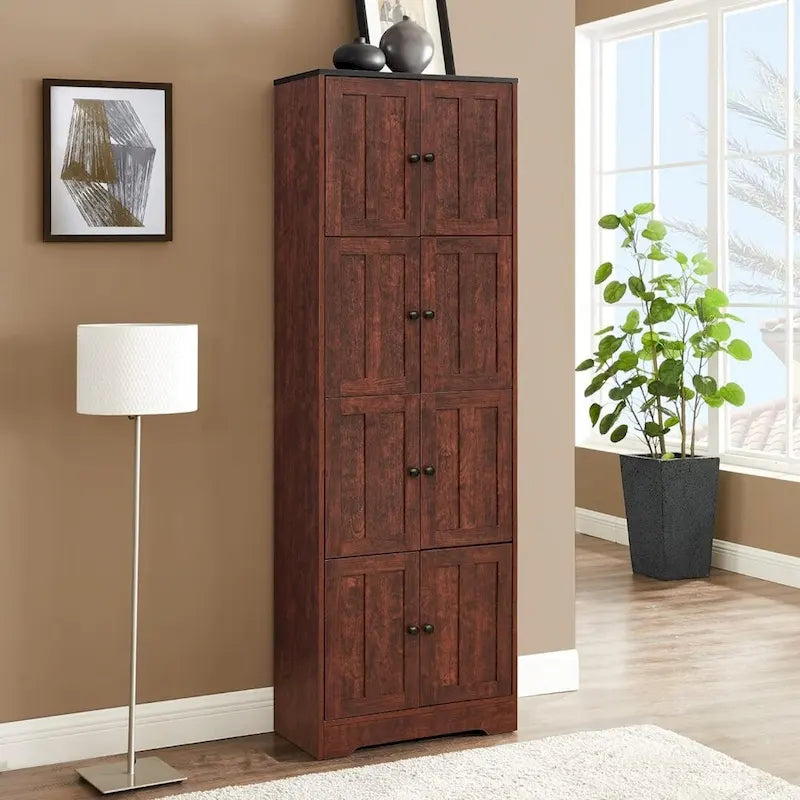 Armoire de rangement haute avec 8 portes et 4 étagères Armoire murale - 24,00 L * 12,80 l * 72,40 H