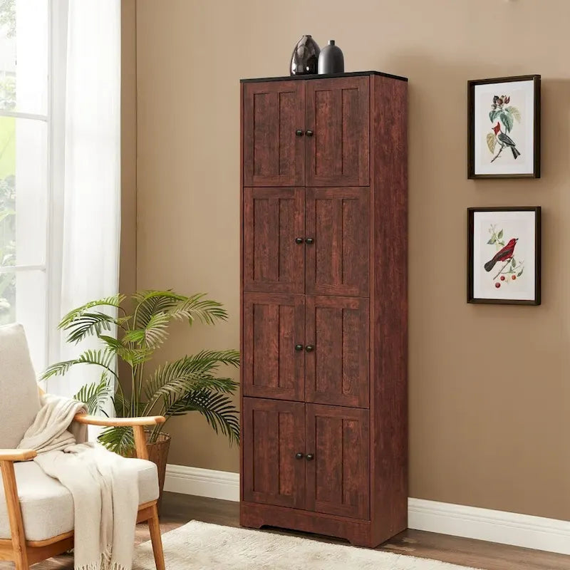 Armoire de rangement haute avec 8 portes et 4 étagères Armoire murale - 24,00 L * 12,80 l * 72,40 H