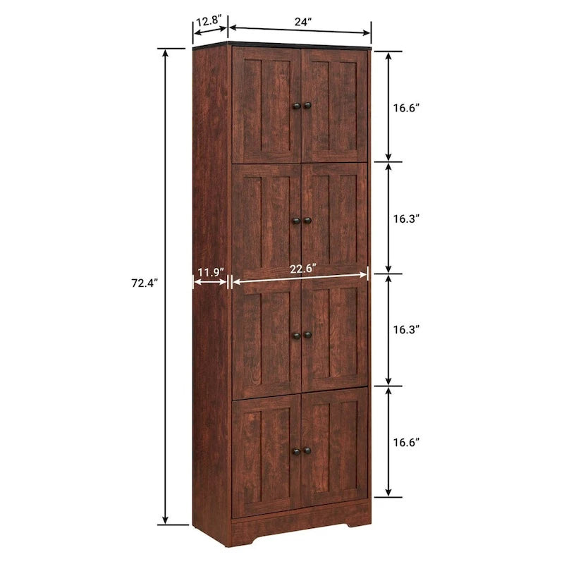 Armoire de rangement haute avec 8 portes et 4 étagères Armoire murale - 24,00 L * 12,80 l * 72,40 H