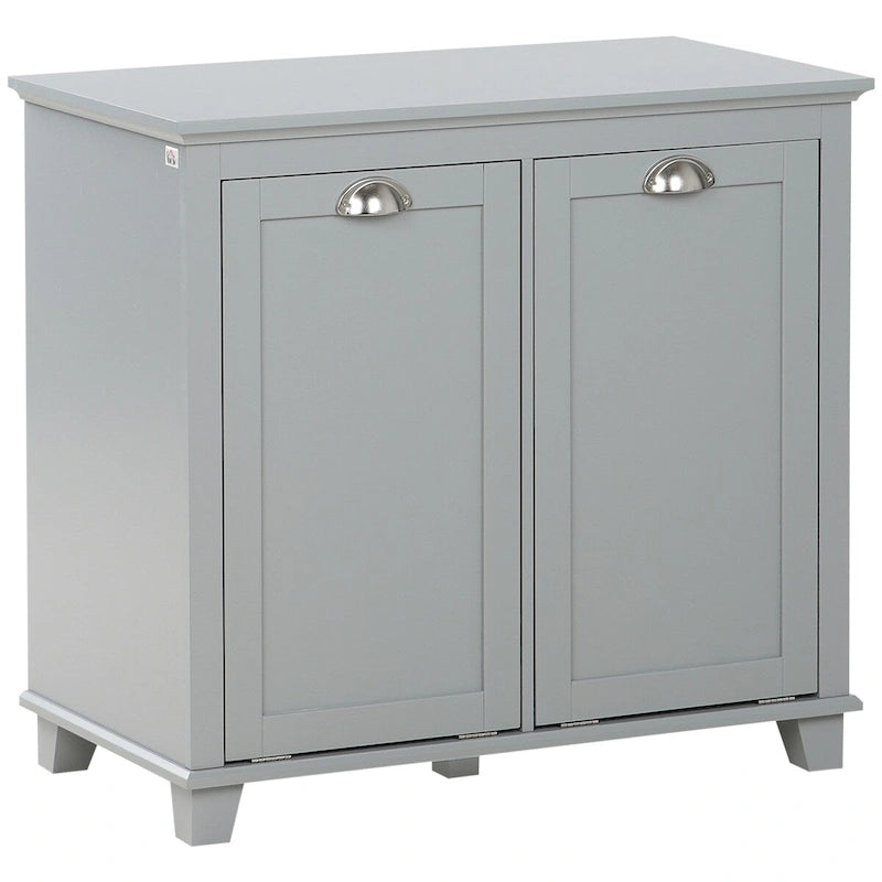 Meuble de tri de linge inclinable, Organisateur de rangement de salle de bain avec panier à linge double compartiment inclinable