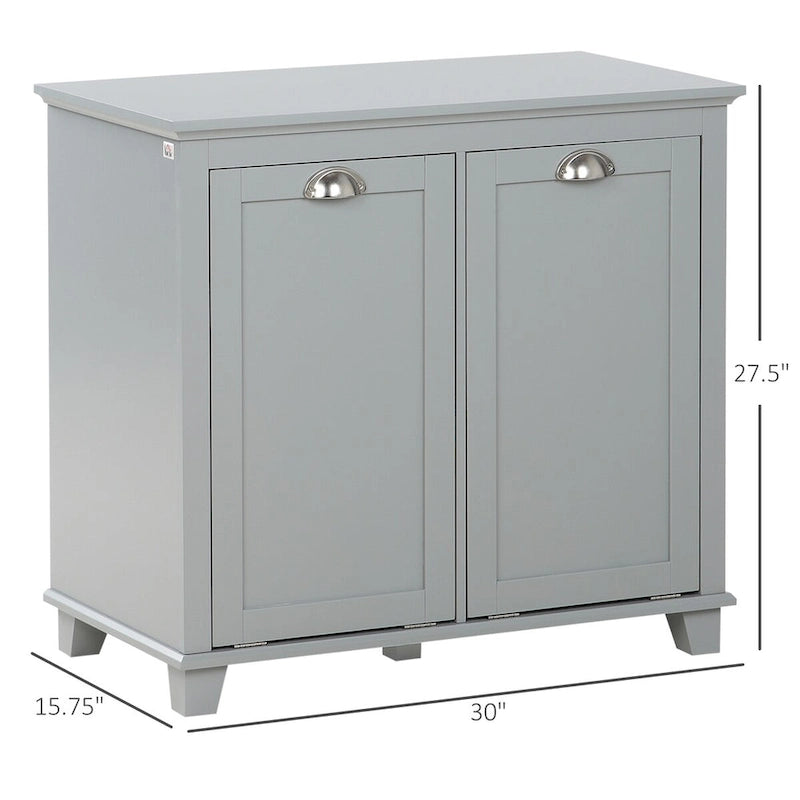 Meuble de tri de linge inclinable, Organisateur de rangement de salle de bain avec panier à linge double compartiment inclinable
