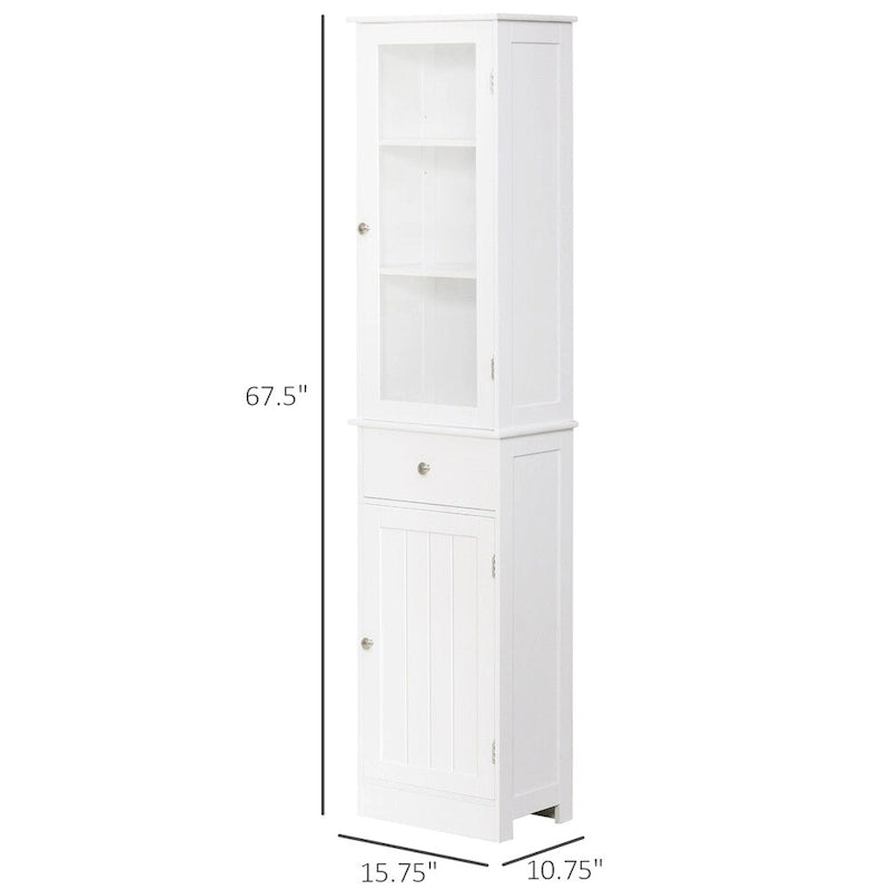 Meuble de rangement de salle de bain fin, Armoire de salle de bain haute, Colonne de salle de bain étroite