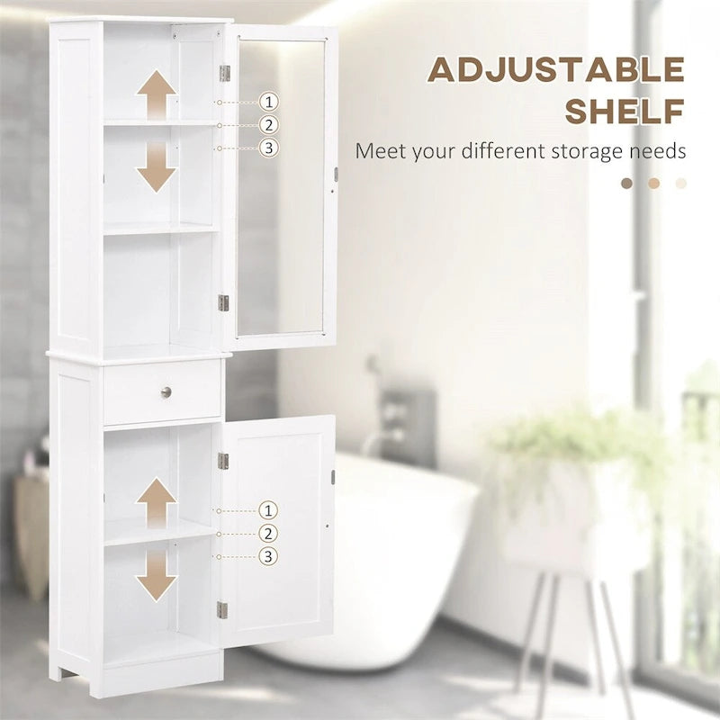 Meuble de rangement de salle de bain fin, Armoire de salle de bain haute, Colonne de salle de bain étroite