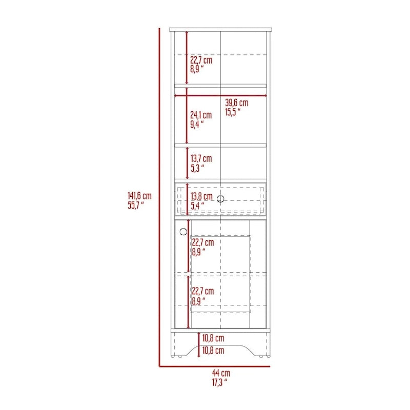 Meuble bas de salle de bain,Deux étagères intérieures,Deux étagères ouvertes,Une porte,pour salle de bain,cuisine,salon