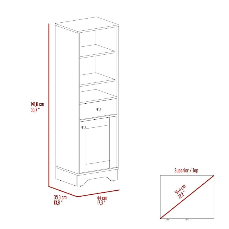 Meuble bas de salle de bain,Deux étagères intérieures,Deux étagères ouvertes,Une porte,pour salle de bain,cuisine,salon
