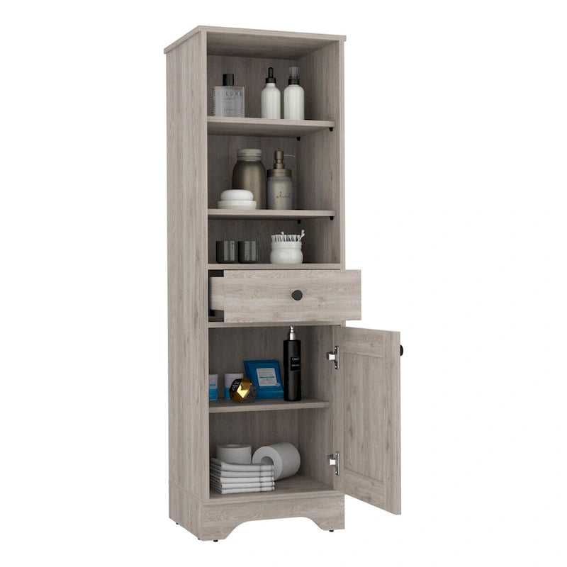 Meuble bas de salle de bain,Deux étagères intérieures,Deux étagères ouvertes,Une porte,pour salle de bain,cuisine,salon