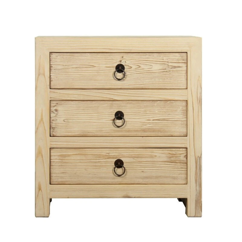 Nightstand with three drawers weathered natural 24x18x26H