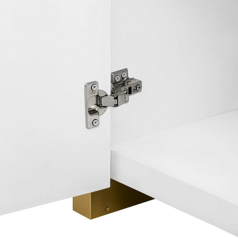 Meuble à 4 portes avec design d'angle arrondi et panneaux de porte ondulés